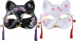 Hemobllo Sakura Cat Mask 2 tk Jaapani Fox Mask valmistatud plastist Halloween Cosplay Masquerade Dance Party dekoratsiooniks