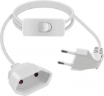 HuaLiSiJi pikenduskaabel Euro Plug koos l&uuml;litiga 2,5 A 250 V pikenduskaabel lame Euro Plug 90 kraadi l&uuml;hike kodumasinatele TV PC arvutimonitor jne (valge, 5 m)