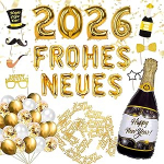 XXL uusaasta &otilde;htu dekoratsioonikomplekt 2026 - XXL "Happy New" &otilde;hupallid, &otilde;hupallid, fototarvikud, lauakaunistus uue aasta peole