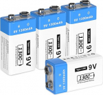 9 V laetav aku 1300 mAh 9 V liitium-ioon patareid 9 V aku suitsuanduritele, tulekahjuanduritele, h&auml;iresignaalidele, mikrofonile, multimeetritele jne (4 tk).