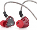 LINSOUL 7Hz Salnotes Zero HiFi 10 mm d&uuml;naamilise juhiga k&otilde;rvaklapid IEM metallist komposiitmembraaniga, roostevabast terasest esiplaat, eemaldatav 2-pin OFC kaabel (punane, ilma mikrofonita, 3,5 mm)