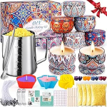 Amzeeniu K&uuml;&uuml;nla valmistamise komplekt K&uuml;&uuml;nla valmistamise komplekt DIY k&uuml;&uuml;nla valmistamise tarvikud L&otilde;hnastatud k&uuml;&uuml;nla kingituste komplekt Mesilasvaha, k&uuml;&uuml;nla pulgad 8 k&uuml;&uuml;nla purki, 4 v&auml;rvi v&auml;rvained Silikoonvorm jne. K&uuml;&uuml;nlad Art