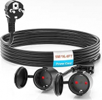 Schuko pikenduskaabel 2 pistikupesaga, IP44 pikenduskaabel, veekindel, toitekaabli pikendus, pikenduskaabel 5 m - v&auml;litingimustes kasutamiseks, aias, t&ouml;&ouml;kojas, ehitusplatsil (16A/250V, must)