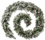 WeRChristmas 2.7m ekstra paksu segatud m&auml;nni girlande koos k&auml;bide ja marjadega j&otilde;ulukaunistused plastist valge 9ft / 2.7m