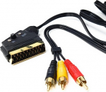 1,5m l&uuml;litatav Scart kuni 3x RCA audio/videokaabel - &uuml;hildub teleri, DVD, videomagnetofonide ja m&auml;ngukonsoolidega.