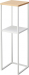 Yamazaki 5983 Tower Shelf with Wooden Top and 2 Levels, White, Steel/Bamboo, Minimalist Design, 25 x 25 x 80 cm (L x W x H)