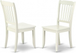 East West Furniture Danbury Kitchen Chairs with Vertical Slatted Bases, Set of 2, White Linen Look