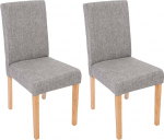 Mendler Littau Set of 2 Dining Chairs / Kitchen Chairs / Textile / Grey / Light Legs