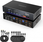TESmart 4K@60Hz KVM Switch 2 PC 4 monitori, USB 3.0, HDMI 2.0, DP 1.2 port, EDID emulaator, Custom Hotkey l&uuml;litus 1Gbps Ethernet, IR kaugjuhtimispult, PC &uuml;henduskaabel kaasas