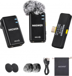 NEEWER Wireless Microphone Set, USB C Phone Lav Mic for iPhone 16 15 Pro Max iPad Android, Noise Cancelling Lapel Lavalier Microphone System, Video Recording Live Stream Podcast, KM15