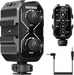 NEEWER MM02 Kahe kanaliga mikrofoni helisegisti adapter 3,5 mm TRS kaabliga, stereo- ja mono l&uuml;liti, k&uuml;lmkinga kinnitus DSLR kaameratele, nutitelefonidele, traadita mikrofonivastuv&otilde;tjale, videosalvestusele