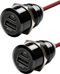 USB C pistikupesa 12 V matkaauto laadija Alumiinium PD 12 W + QC3.0 12 W kiirlaadimisversiooni paigaldusadapter haagissuvila, haagissuvila, kaubik, veoauto, paat, auto, 2 tk.