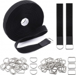 Swpeet 51 x mustad nailonist Velcro rihmad metalls&otilde;lmedega, 2,5 x 9,1 m, korduvkasutatavad nailonist kinnituspaelad, must, korduvkasutatavad RCA kaablipaelad, m&otilde;&otilde;tu l&otilde;igatud, koju, kontorisse.