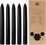 Danilovo Pure Beeswax Taper Candles Pack of 5 - looduslik, j&auml;tkusuutlik, kaua p&otilde;lev mesilasvaha k&uuml;&uuml;nal igaks juhuks ja k&uuml;&uuml;nla hoidjaks - tilgavaba, suitsuvaba, mee l&otilde;hnaga, must