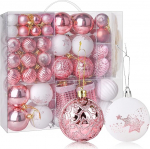 Christmas Baubles Plastikust roosa valge j&otilde;ulupuu Baubles Set Baubles j&otilde;ulupuu Plastikust j&otilde;ulupuu Baubles Matte Christmas Bauble Glitter j&otilde;ulupuu kaunistused 114