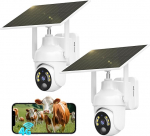 SEHMUA 4G LTE Outdoor Security Camera with Solar Panel, 2K PTZ Camera with SIM Card, Human Detection PIR, Night Vision, IP66 Waterproof, Two-Way Audio, PTZ