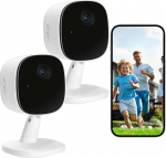 2 Pack siseruumide valvekaamera, WiFi valvekaamera, t&auml;isv&auml;rviline &ouml;&ouml;n&auml;gemine, 2-suunaline heli, lemmikloomade valvekaamerad, SD/Cloud-2 m&auml;lu