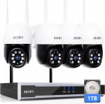 REIGY 5MP WLAN &Uuml;berwachungskamera Set Aussen mit PT Kamera, Funk NVR &Uuml;berwachungssystem, Outdoor Camera Kit Drahtlos mit Zwei-Wege-Audio Bewegungserkennung Farbige Nachtsicht