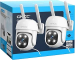 GNCC WiFi v&auml;livaatluskaamera AI liikumistuvastusega, 1080P, 360&deg; p&ouml;&ouml;re- ja kallutusfunktsioon, IP65 veekindel, v&auml;rviline &ouml;&ouml;n&auml;gemine, kahesuunaline heli, pilve- ja SD-kaardi salvestusruum (2, valge)