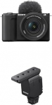 Sony Alpha ZV-E10 II APS-C peegelkaamera koos 16-50 mm f/3,5-5,6 Power Zoomiga (4K60p video, 4:2:2 10Bit salvestus, 26 MP, automaatne silmafookus) koos ECMB10 komplektiga.