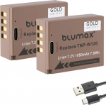 2 x Blumax aku Fujifilm NP-W126s | 1050 mAh - Fuji NP-W126 | - USB Type-C laadimisportiga - X-M5 X100F X100VI X-A3 X-T3 X-T30 III X-M5 X-T50