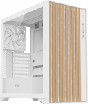 Itek Woody Case - Gaming Tower - ATX - 3 x 14 cm valged ventilaatorid - 2 x USB 3.0 - Type-C - puidust esipaneel - karastatud klaasist k&uuml;ljepaneel - valge versioon
