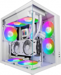 Mars Gaming MCV-ONE Gaming Case ATX, t&auml;ispikk karastatud topeltklaas, tagumine FRGB ventilaator 12 cm, kahe kambriga struktuur, kompaktne miditorn, vesijahutuse tugi kuni 240 mm, valge