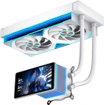 TZMRIT PF240 Aio vesijahutus 240 mm, 5,5-tollise LCD-magnetekraaniga, All-in-One ARGB Infinity Mirror 2000 RPM PWM ventilaator, AM4/AM5 ja Intel LGA1851/1700 jaoks (240 valge)