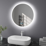 Valgustusega vannitoa peegel, &uuml;mmargune, 70 cm, LED vannitoa peegel koos puutetundliku l&uuml;litiga, uduvastane vannitoa peegel, timmitav, valgustatud, jaheda valge, soe valge, 27,56 tolli