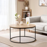 [en.casa] Kuhmoinen kohvilaud 45 x 80 cm &uuml;mmargune must / puidu v&auml;limusega