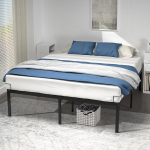 VOUNOT Voodiraam 180 x 200 cm metallist voodi lamelliraamiga ja voodi all oleva hoiuruumiga, voodiraam magamistuppa, k&uuml;lalistetuppa, vaikne ja vastupidav, k&otilde;rgus 36 cm, must