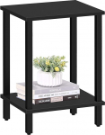 TUTOTAK Side Table, Side Table, Bedside Table, 2-Tier Storage Shelf, Sofa Table for Small Space, Living Room, Bedroom TB01BK034