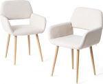 FurnitureR 2 s&ouml;&ouml;gitooli komplekt, elegantsed k&ouml;&ouml;gitoolid pehme riidest istme ja metalljalgadega, s&ouml;&ouml;gituppa, k&ouml;&ouml;ki, beež