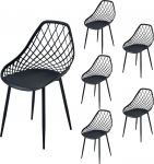 Patio Bistro toolid komplekt 6 aiam&ouml;&ouml;bel tool PP istme metallist raam v&auml;ljas vestlus toolid r&otilde;du muru ja basseinis must