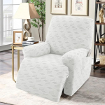 Terrassitool Slipcover, Stretch Jacquard Slipcover for 1, 2, 3 Seater Lounger, pestav m&ouml;&ouml;bli kaitsja Lazyboy, elektrilised toolid ja lemmikloomadele sobivad diivanikatted (Cube, Off White, 1