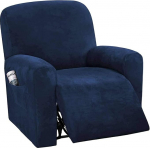 Stretch Recliner Cover for Relax TV Chair 4-osaline m&ouml;&ouml;bli kaitsja Diivan Rich Velvet Plush Shape Fit Stretch (merev&auml;e sinine)