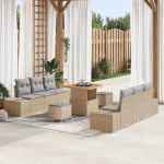 9-teiliges Gartensofa-Set mit Stauraum in Schwarz aus Poly Rattan inklusive Kissen als Outdoor-M&ouml;bel