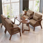 Leinen-Sofagarnitur mit Massivholzbeinen, atmungsaktiver Stoff, stilvoll und bequem, 1/2/3-Sitzer und Couchtisch Combo f&uuml;r Wohnzimmer und Caf&eacute;