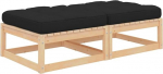 Massivholz Garten-Ecksofa mit grauen Kissen aus Kiefer modular kombinierbar Gartenm&ouml;bel Outdoor-Ecksofa