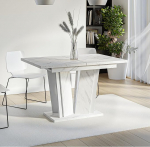 V&auml;ljat&otilde;mmatav s&ouml;&ouml;gilaud 120-160 x 80 x 75 cm - Ristk&uuml;likukujuline s&ouml;&ouml;gilaud, kaasaegne laud s&ouml;&ouml;gituppa, k&ouml;&ouml;ki, elutuppa, salongi (DORA2) (valge marmorne v&auml;limus)