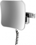 emco EVO LED Vanity Mirror Double Articulated Arm Square Vanity Mirror with Lighting Wall Mounted Dimmable Magnifying Mirror (5X) koos kaabli ja pistikuga