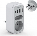 TESSAN Adapter &Scaron;veits Saksamaa 1 USB C ja 3 USB A, 6 in 1 pistikupesa adapter, reisiadapter, vooluadapter &Scaron;veitsi, Liechtensteini, Jordaania, Madagaskari jaoks, adapteri t&uuml;&uuml;p J