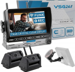 VSG Element HD 2 kaamera juhtmevaba tagurduss&uuml;steemi akumagnet matkaauto ja veoauto jaoks, auto komplekt juhtmevaba, sealhulgas tagurduskaamera + monitor, DIY j&auml;relpaigaldamine 12V-24V, digitaalne kaamera, auto tahavaatepeegel