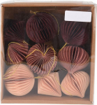 Well Home Weihnachtsbaumschmuck aus Papier, Bienenwabe, Verschiedene Formen, Rosa, 9 St&uuml;ck