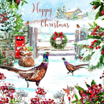 Ling Design Happy Christmas Pfasants by The Great British Card Company, 6 tk, mitmev&auml;rviline, 141 x 141 mm.