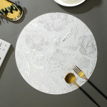 Tischset Modern, 4er Set Blumen Bl&auml;tter Muster Platzsets f&uuml;r k&uuml;che Speisetisch Hotel, Platz-Matten, Silber, 38cm