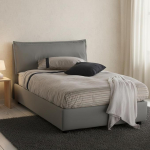Talamo Italia - Desir&eacute;e ruudukujuline ja pooleldi riidest kattega voodi, 100% Made in Italy, eesmine avaus, sisaldab madratsit cm 120x190, hall