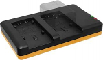 Topeltlaadija (v&otilde;rk, USB) &Uuml;hildub Panasonic VW-VBT190, VBT380, VBY100 / HC-V..., VX..., W..., WX..., WX.... &Uuml;hilduvad mudelid Vaata nimekirja! - Sisaldab 2A toiteallikat (2 akut saab laadida