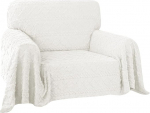Easy-Going Tool Diivan Cover Jacquard Velvet Diivan Slipcover for 1 Pillow Diivan L Shaped Cut Covers for Dogs Washable Diivan Blanket Furniture Protector for Pets 203x250cm, Ivory