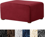 HFCNMY Ottomani kate ristk&uuml;likukujuline Stretch Velvet ristk&uuml;likukujuline paks kate Slipcover Ottomani pehme jalatool elastse p&otilde;hjaga Red XL (ASMFDT20230725-21)